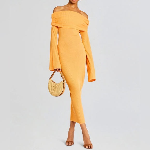 SER.O.YA Tallulah Midi Dress Papaya - Picture 1 of 10